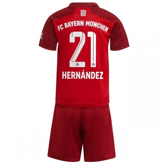 Camisola Bayern de Munique Lucas Hernandez 21 Criança Equipamento Primeiro 2021-2022 Manga Curta